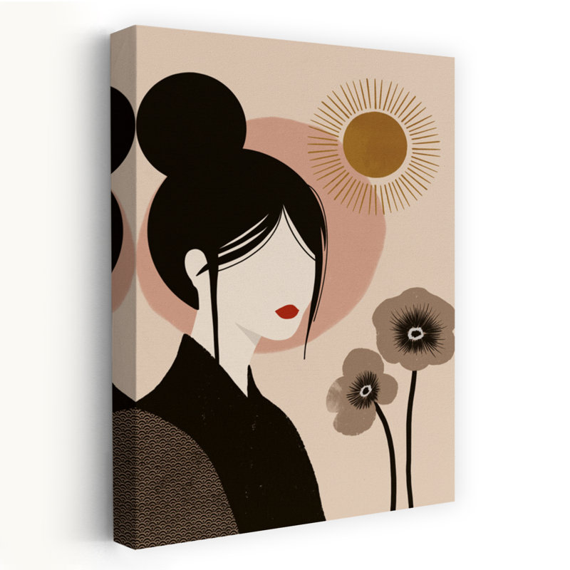 Art mural abstrait contemporain contemporain avec fleur abstraite et minimaliste, H 24 po x l 16 po