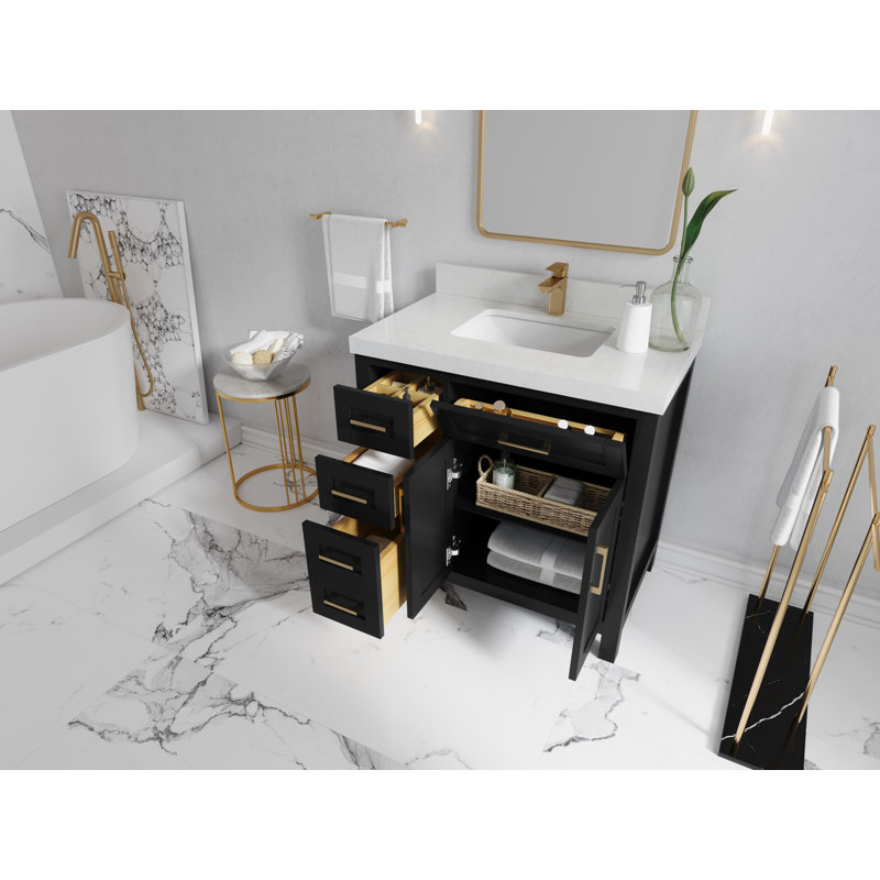 Ensemble de meuble-lavabo simple 36 po, Calacatta Laza, Vert étain