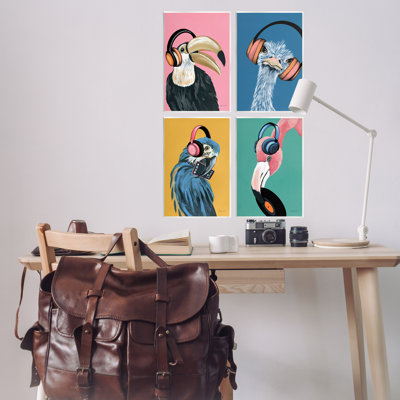 Ensemble de plaques murales musicales avec oiseaux tropicaux par Yvette St. Amant