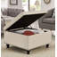 Grande table basse avec repose-pieds carré de 30 po avec pieds en bois et capitonnage avec garniture cloutée pour l'espace de vie-630433956