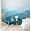 Papier peint motif géométrique bleu ombré-855626015
