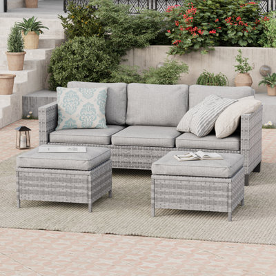 Rakeem 3 - Person Outdoor Seating Group with Cushions by Ebern Designs