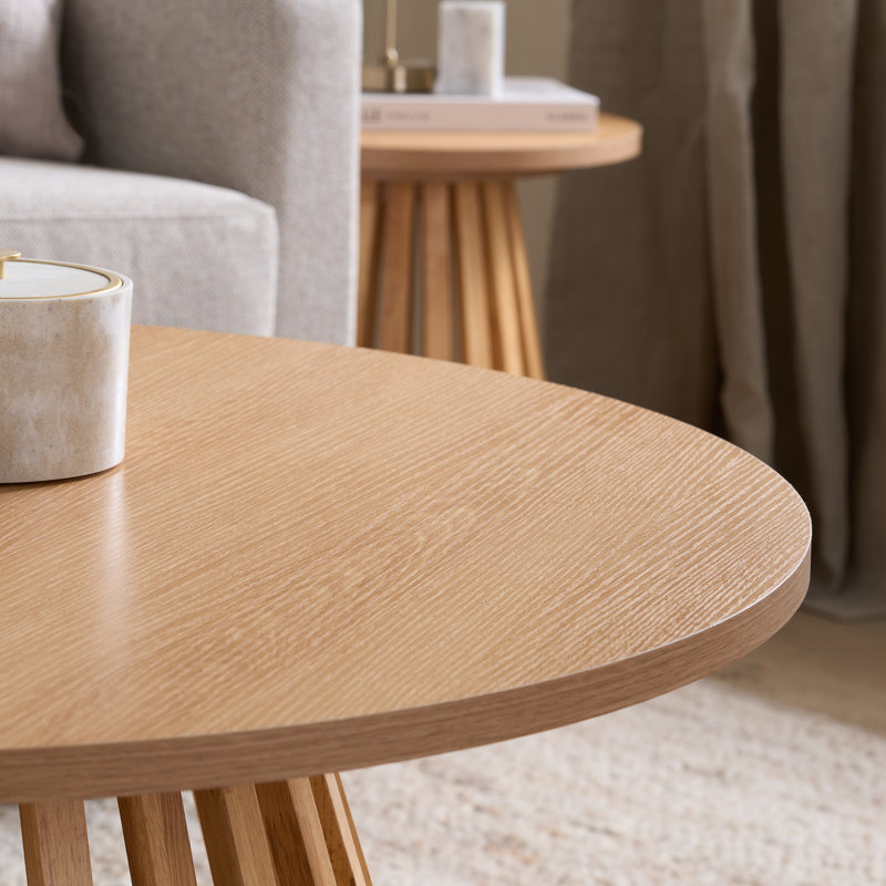 Middleton Round Slatted Coffee Table Oak effect