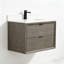 Meuble-lavabo flottant simple en bois massif 36 po avec plateau en marbre-641733108