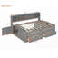 Lit de jour pleine grandeur en bois avec 2 armoires de chevet, tablettes supérieures et amp; 4 tiroirs - aucun sommier nécessaire, robuste et amp; Durable-1273122601