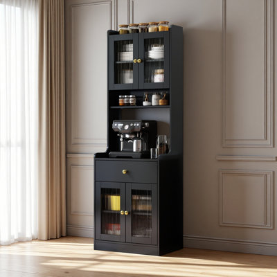 Armoire de rangement de garde-manger de cuisine, armoire de buffet de cuisine avec support à micro-ondes