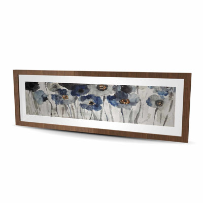 Blue Blurry Flowers - Framed Matted Print for Home Decor