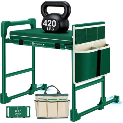 Garden Kneeler and Seat for Seniors: Heavy Duty 420 LBS Support Anti-Tip Multifunctional Gardening Stool Bench
