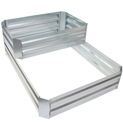 Riquel 2-Tier Galvanized Steel Outdoor Raised Garden Bed - Silver