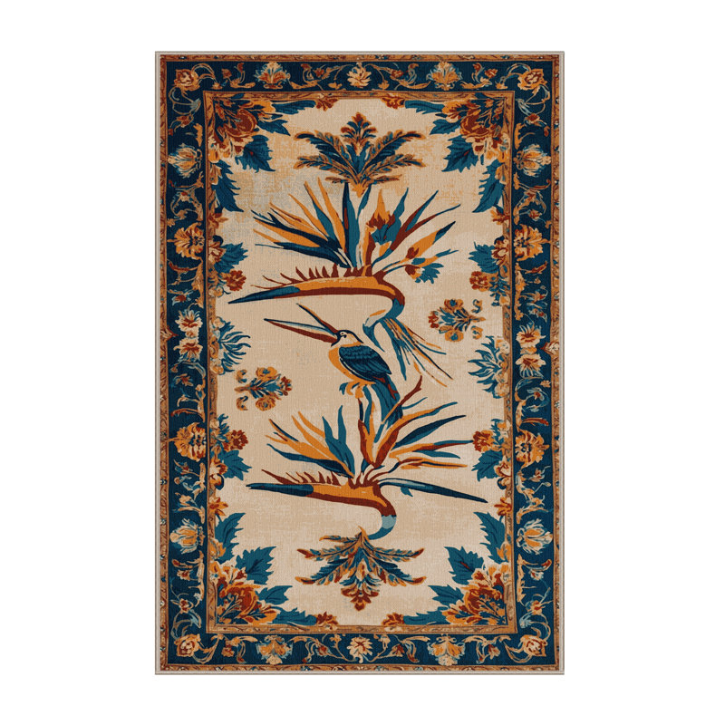 Tapis brun français lavable à la machine, Rectangle 5 pi x 7 pi