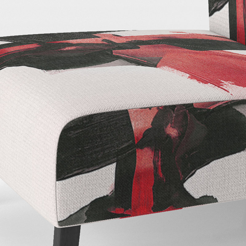 Fauteuil de chambre rembourré Geometric IV, Rouge / Noir / Blanc