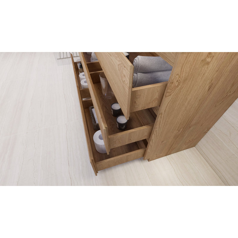 Haracha 59.05'' Single Bathroom Vanity with Acrylic Top, New England Oak