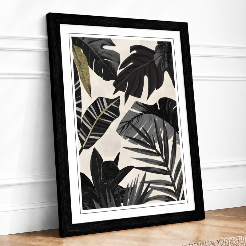 Tropical Leaves Study Botanical - Framed Print, A3 - 42.0 x 29.7 cm, Black