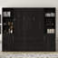 Grand lit escamotable en bois avec tablettes et armoires de rangement, noir-133332732