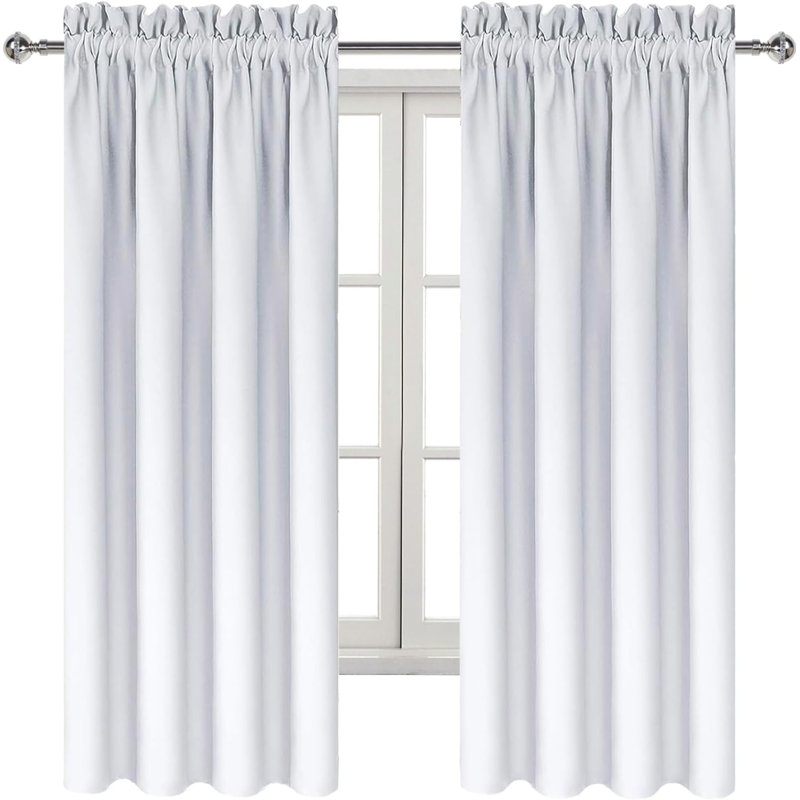 2 Panels 85% Blackout Curtains – Thermal Insulated, Energy Saving & Noise Reducing Bedroom and Living Room Curtains, Set of 2 Rod Pocket Curtain Panels