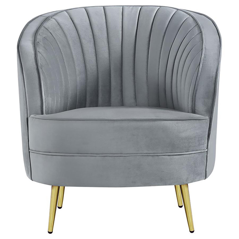 Fauteuil demi-tonneau en velours touffeté de 30,5 po Mamita