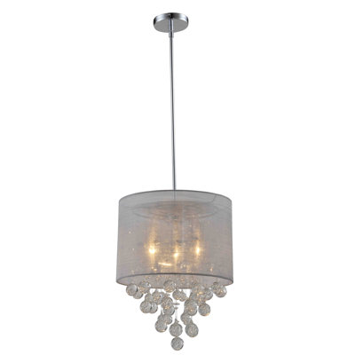3 - Light Glass Drum Chandelier