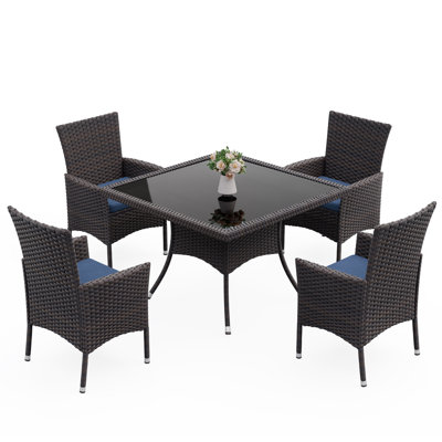 Ensemble de chaises d'extérieur 30 pièces en rotin avec coussins et tables assorties à plateau en verre