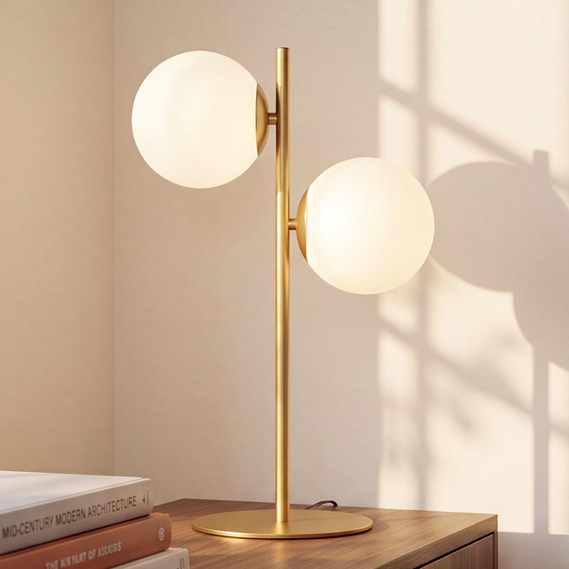 Dianna Metal Table Lamp, Gold, 20.5" H x 8" W x 6" D