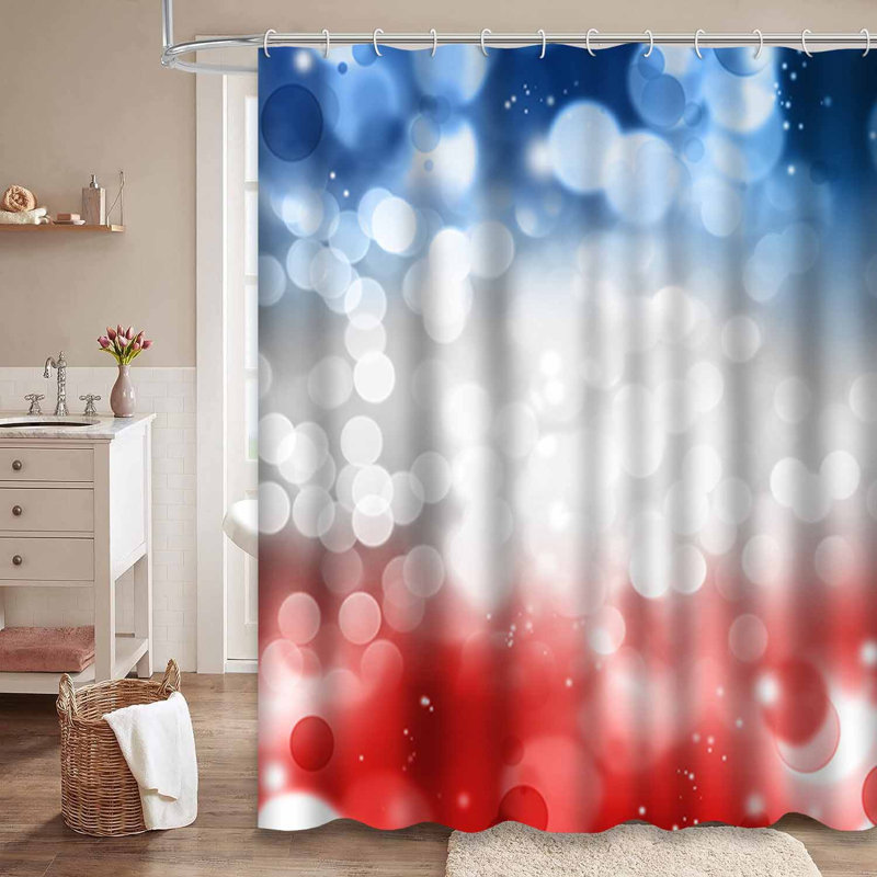 Rideau de douche abstrait avec cercles abstraits, rouge, bleu, bleu, blanc, États-Unis, L 72 po x l 72 po
