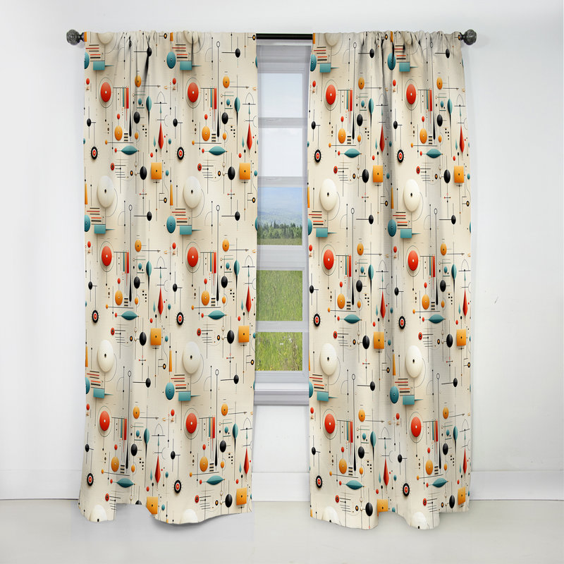 Mcm Graphic Artistry I - Midcentury Curtain - Blackout Geometric Curtain - 1 Panels, 52" W x 120" L