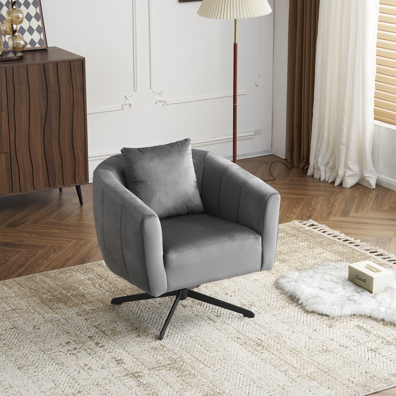 Metal Leg Velvet Swivel Chair, Gray Velvet