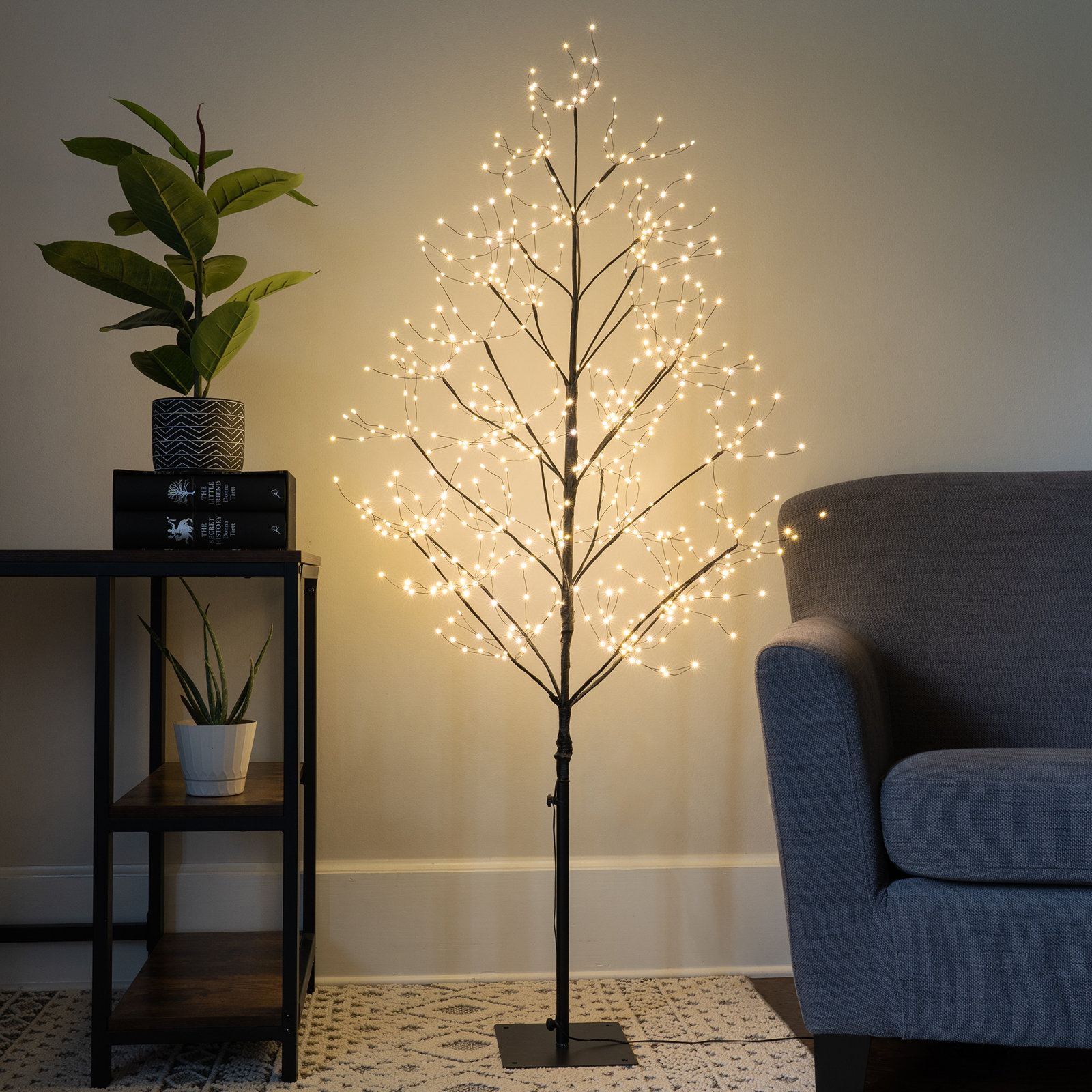 Black Fairy Light Tree, 60" H x 32" L x 32" D