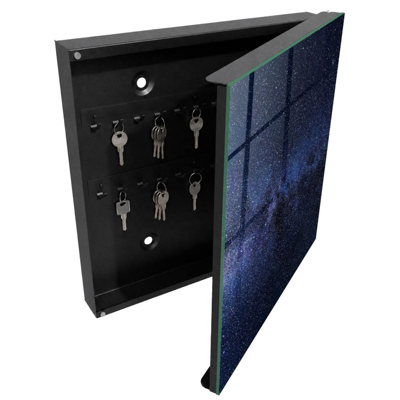 Key box, Opens to the left, 30x30x5, Black, The space filled with stars gives the impression of infinity, 
