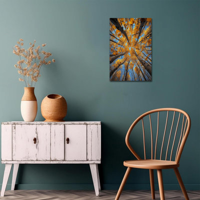 Abisali, feuilles d'or d'automne, forêt, impressions sur toile, peinture, œuvre d'art murale pour le salon, chambre à coucher, bureau, décoration, affiche prête à accrocher, 12 po x 16 po