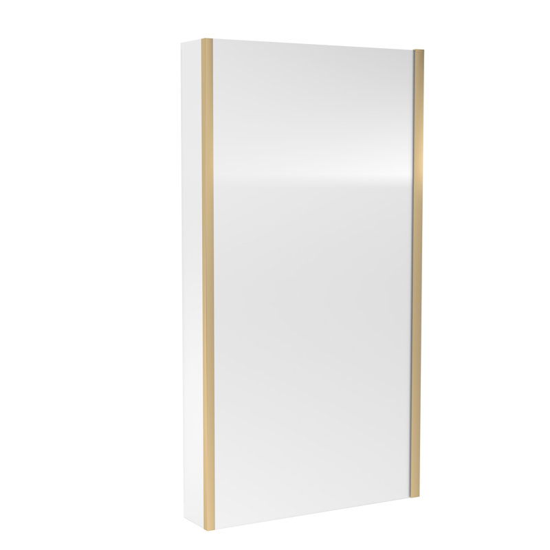 Pacific 1435mm H Prehung Semi-Frameless Tub Door with Clear Glass, Brass Golden