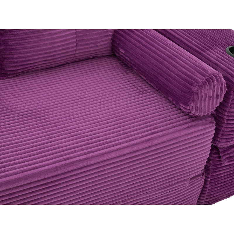 Canapé-lit convertible en velours côtelé, sans assemblage, Velours côtelé mauve