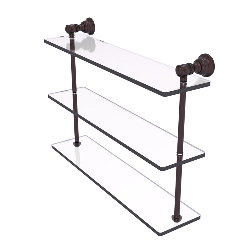 Freyja 3 Piece Glass with Towel Bar, 16" H x 22" W x 5.54" D, Antique Bronze