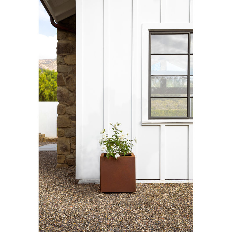 Corten Steel Series Cube Planter Box, 18" H x 17" W x 17" D