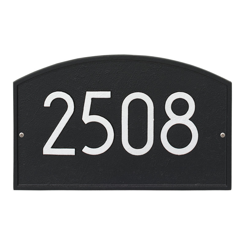 Plaque d'adresse murale personnalisée sur 1 ligne Legacy Modern, Noir / argenté, Oui
