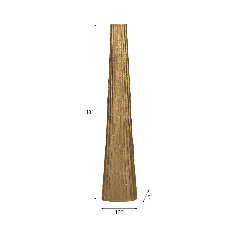 Katarin Metal Aluminum Vase with Sleek Modern Design and Textured Cylindrical Shape for Contemporary Decor, Gold