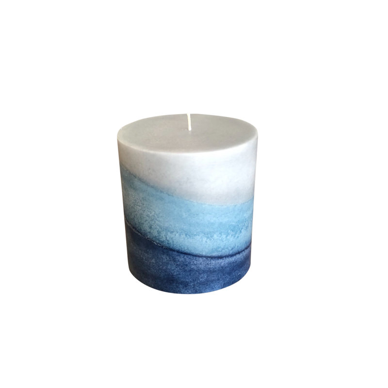 Indigo Mist Pillar Candles Fresh Scent Scented Pillar Candle, 3" H x 3" W x 3" D
