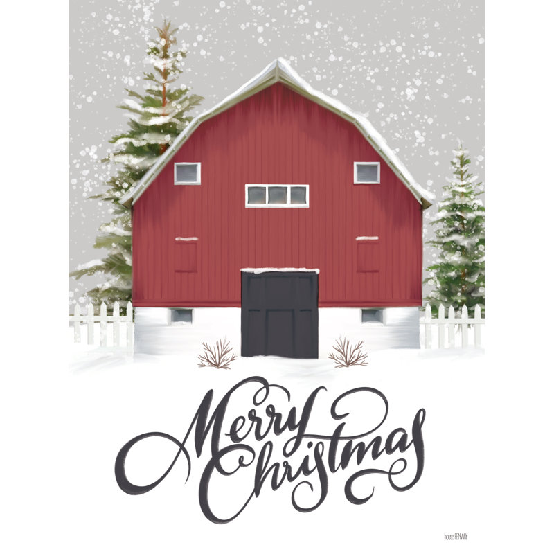 Merry Christmas Barn par House Fenway, Cadre doré, H 48 po x l 36 po, Pas de tapis