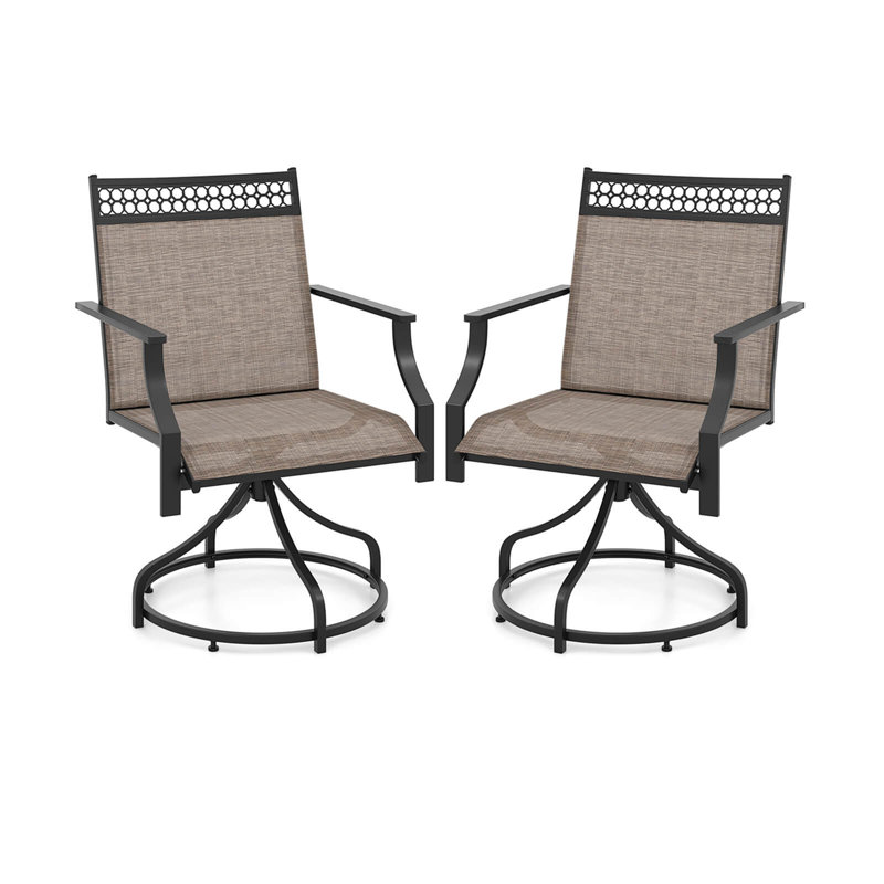 Ensemble de 2 chaises de patio pivotantes Red Barrel Studio® avec structure en métal et tissu à séchage rapide