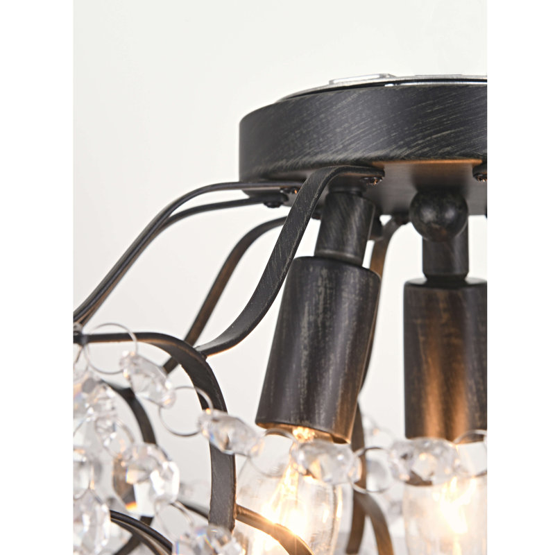 Kaizen 3-light 15.8" Antique Black Crystal Flush Mount