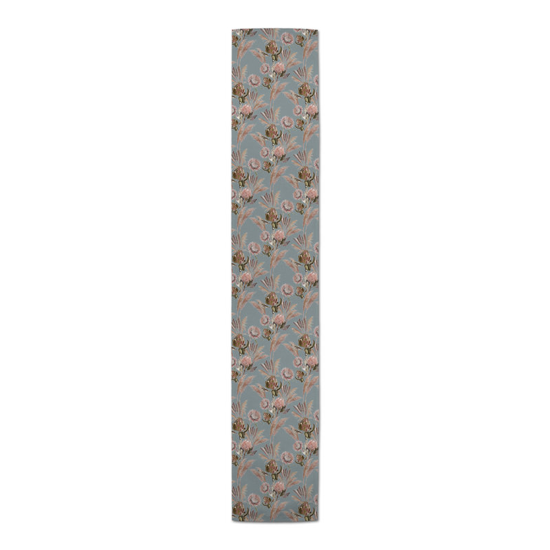 Rectangular Floral Table Runner, 72" x 16", Blue