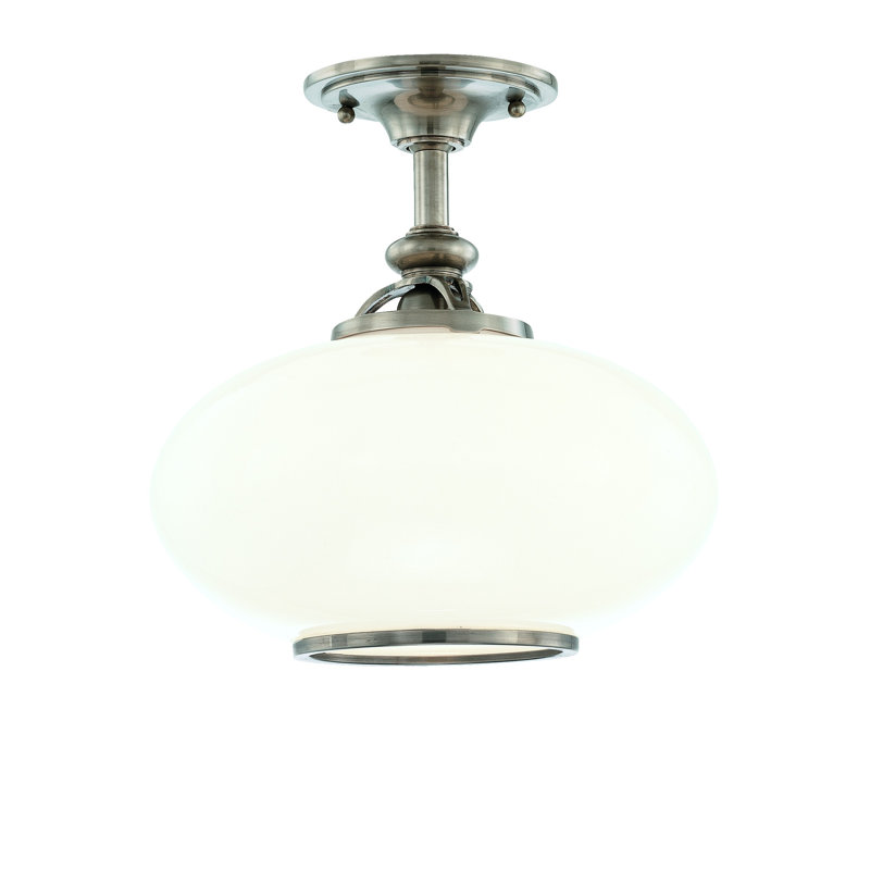 Plafonnier semi-encastré simple à 1 lumière Canton, Bronze vieilli, H 13 po x l 15 po