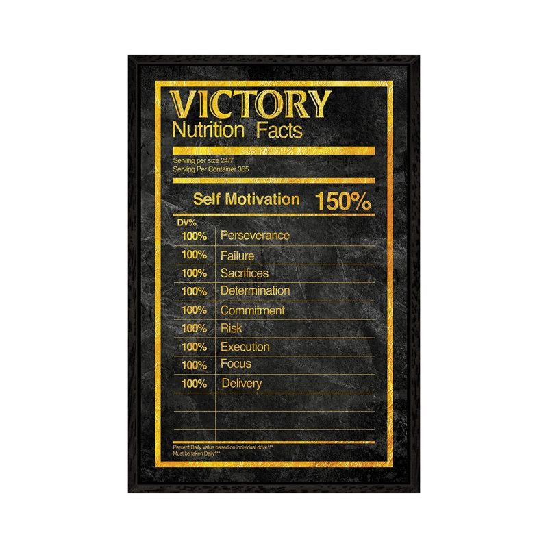Nutrition Faces Victory - Print on Canvas, 101.6 cm H x 66.04 cm W, Black Framed