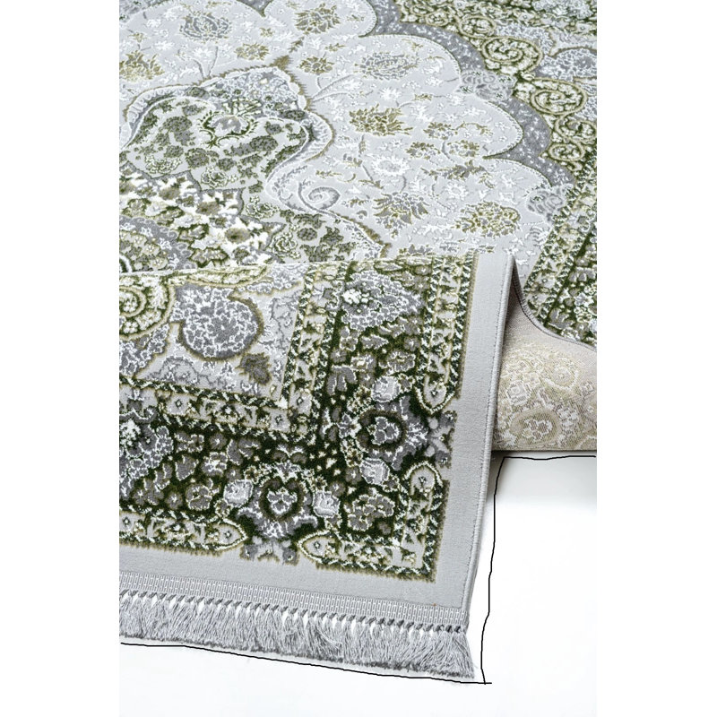 Floral Flokati, Green, Rectangle 60 cm x 110 cm