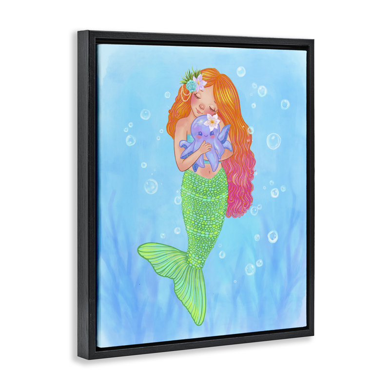 Cadre flottant Sweet Mermaid Love, design par Stephanie Sanchez, Cadre flottant noir de jais, H 21 po x l 17 po