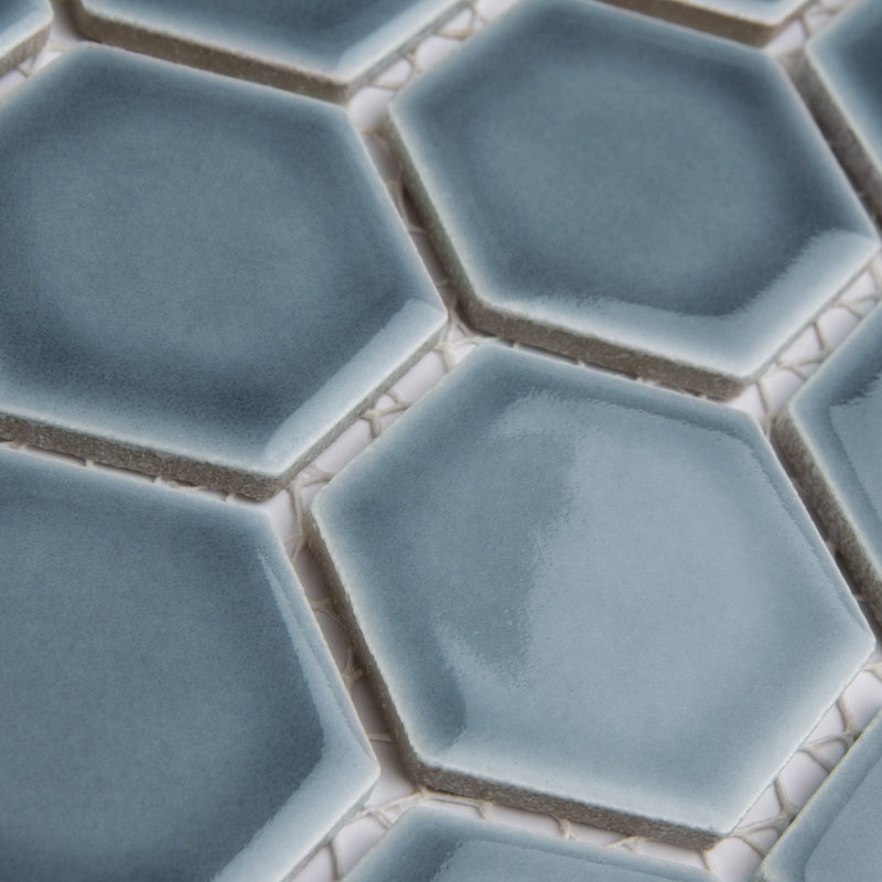 Hudson Due 2" Hex 10-7/8 " x 12-5/8 " Porcelain Mosaic Floor and Wall Tile, Storm Gray