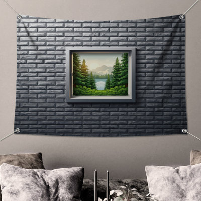 Tapisserie murale paysage de montagne lac - décoration murale nature