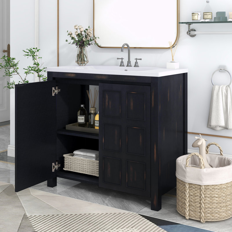Meuble-lavabo simple 36 po avec plateau en céramique Bernadien