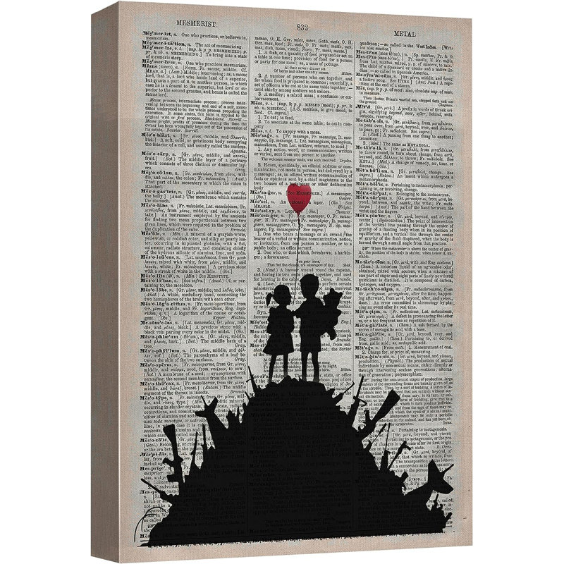 Heart Banksy Kids, journal sur toile, H 48 po x l 32 po x P 1,5 po, Toile tendue