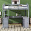 Lit mezzanine double en bois avec bureau-119672616