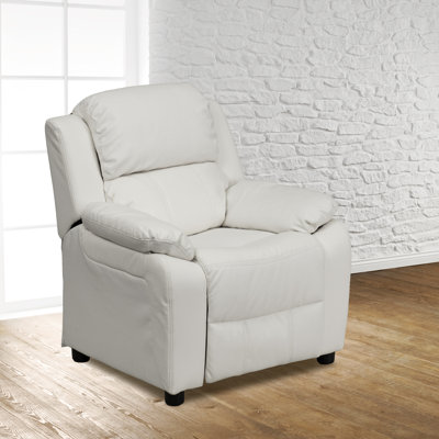 Degeorge Deluxe Padded Contemporary Kids Recliner with Storage Arms